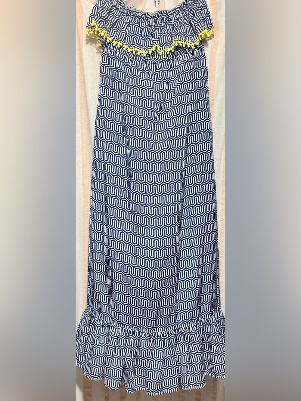 Mud Pie Navy and Yellow Geometric Maxi Skirt